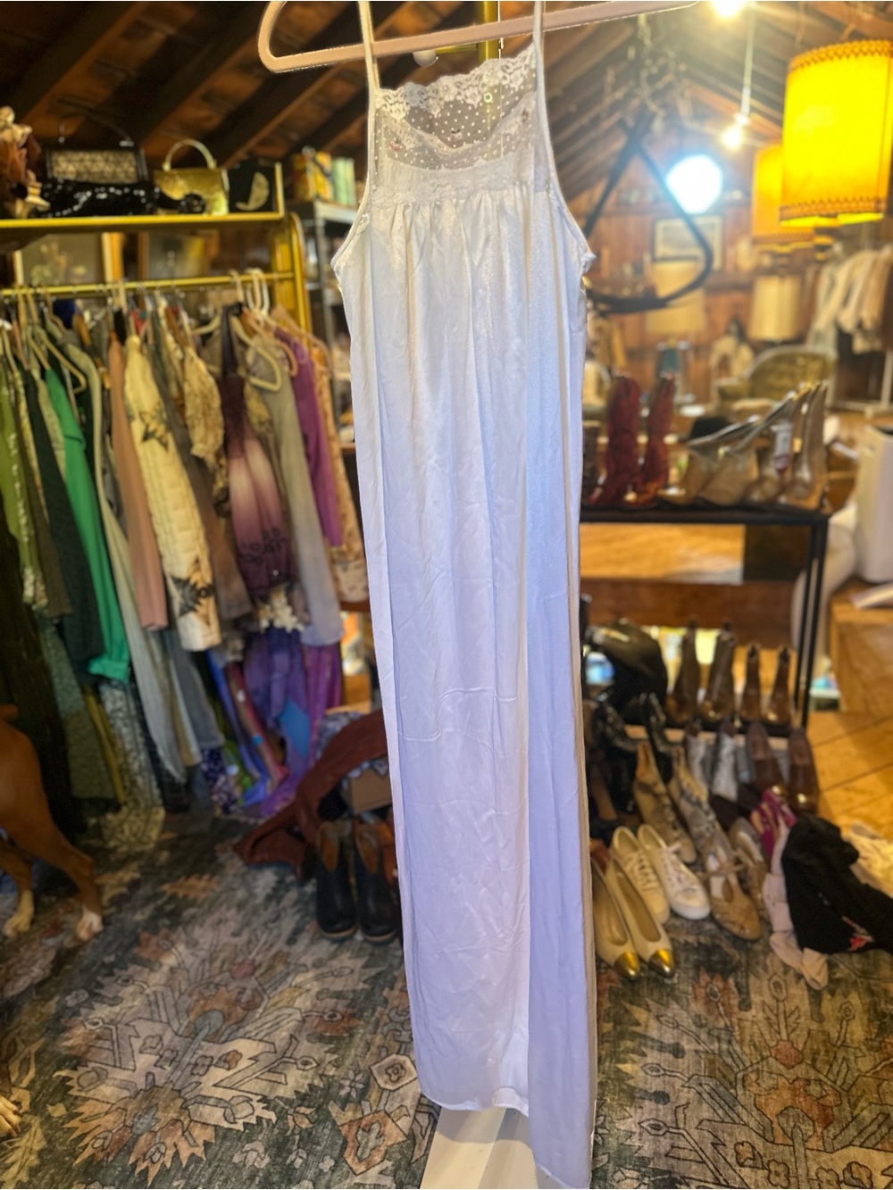 Delicate Lace-Trim White Slip Chemise
